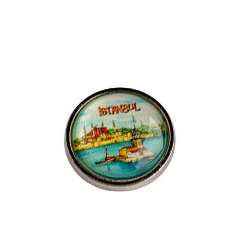 İstanbul Temalı Myros Metal Yuvarlak Rozet 18 mm - 3