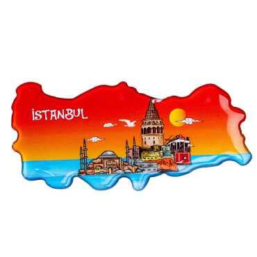 Istanbul Themed Myros Turkey Map Refrigerator Magnet