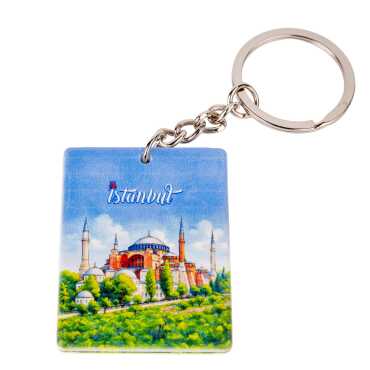 Toptan İstanbul Temalı Myros Uv Di̇kdörtgen Anahtarlik 40*52 Mm - Myros