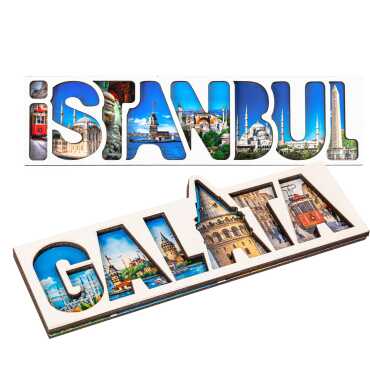 Toptan İstanbul Temalı Myros Yazı Ahşap Magnet - 4