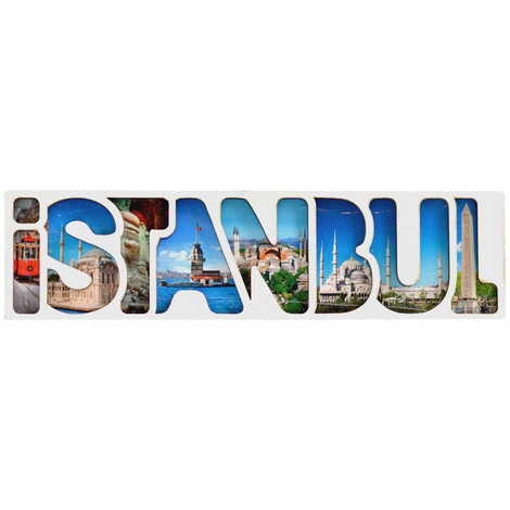 Toptan İstanbul Temalı Myros Yazı Ahşap Magnet - 1