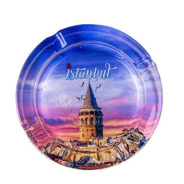 Istanbul Themed Myros Round Glass Ashtray - 7