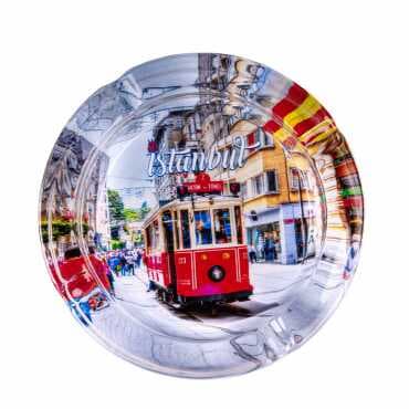 Istanbul Themed Myros Round Glass Ashtray - 9
