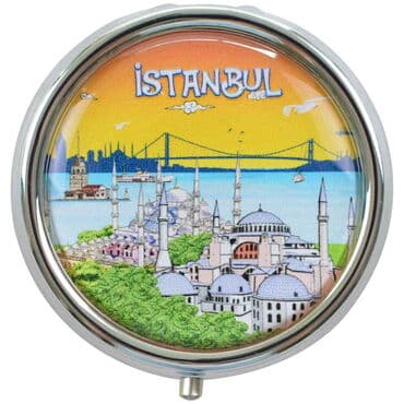 Istanbul Themed Customised Epoxy Round Pill Box 50x15 mm