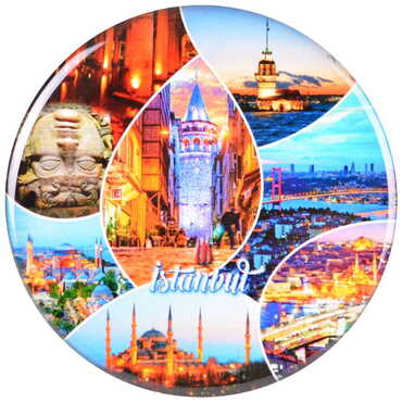 Toptan İstanbul Temalı Myros Yuvarlak Magnet 67 mm - Thumbnail