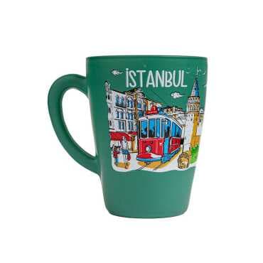 İstanbul Themed Oval Glass Mug 27 Cl