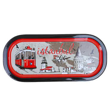İstanbul Themed Oval Tray 35X16 Cm