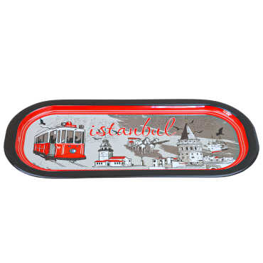 İstanbul Themed Oval Tray 35X16 Cm - 5