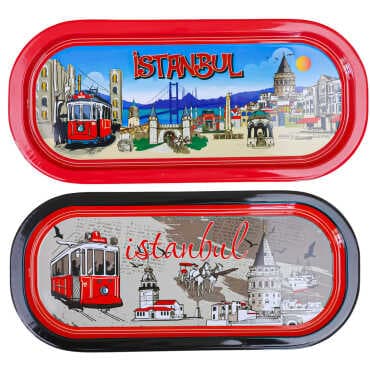 İstanbul Themed Oval Tray 35X16 Cm - 2