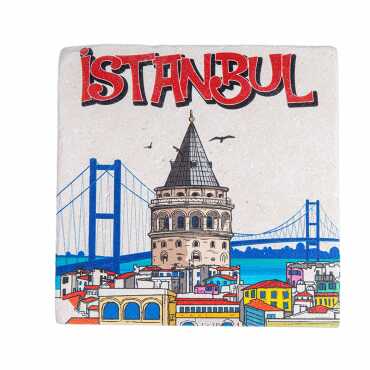 İstanbul Temalı Taş Bardak Altliği 100*100 Mm - 9