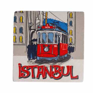 İstanbul Temalı Taş Bardak Altliği 100*100 Mm - 8