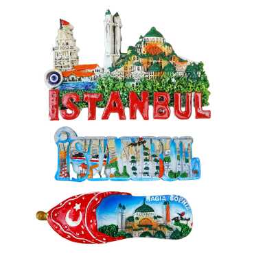 İstanbul Temalı Taşlı ve Sedefli Polyester Magnet - 16