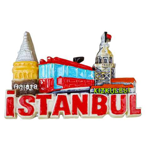 İstanbul Temalı Taşlı ve Sedefli Polyester Magnet - 15