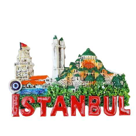 İstanbul Temalı Taşlı ve Sedefli Polyester Magnet - 14