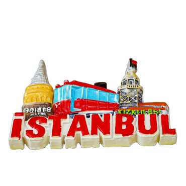 Istanbul Themed Stone and Mother of Pearl Polyester Refrigerator Magnet - 17
