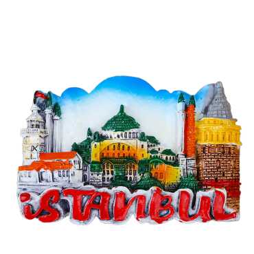 Istanbul Themed Stone and Mother of Pearl Polyester Refrigerator Magnet - 13