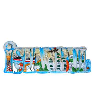 Istanbul Themed Stone and Mother of Pearl Polyester Refrigerator Magnet - 12