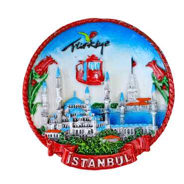 Istanbul Themed Stone and Mother of Pearl Polyester Refrigerator Magnet - 9