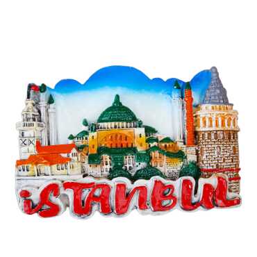 Istanbul Themed Stone and Mother of Pearl Polyester Refrigerator Magnet - 8