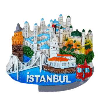 Istanbul Themed Stone and Mother of Pearl Polyester Refrigerator Magnet - 6