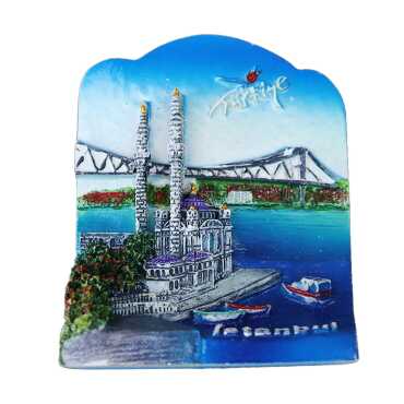 Istanbul Themed Stone and Mother of Pearl Polyester Refrigerator Magnet - 5