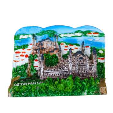 Istanbul Themed Stone and Mother of Pearl Polyester Refrigerator Magnet - 3