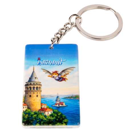 Toptan İstanbul Temalı Uv Baskılı Dikdörtgen Anahtarlık 31x106 mm - 7
