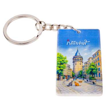 Toptan İstanbul Temalı Uv Baskılı Dikdörtgen Anahtarlık 31x106 mm - 5