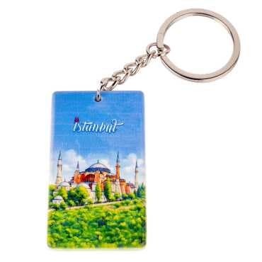 Istanbul Themed Customised UV Printed Plastic Base Rectangle Keyring 31x106 mm