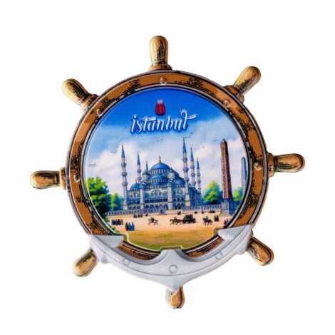 Toptan İstanbul Temalı Uv Baskılı Dümen Şekilli Magnet 82x82 mm - 22