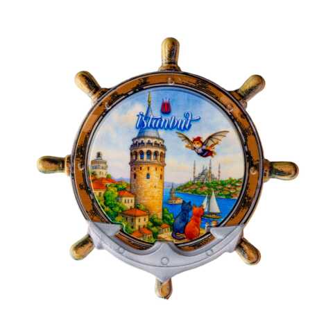 Toptan İstanbul Temalı Uv Baskılı Dümen Şekilli Magnet 82x82 mm - 5