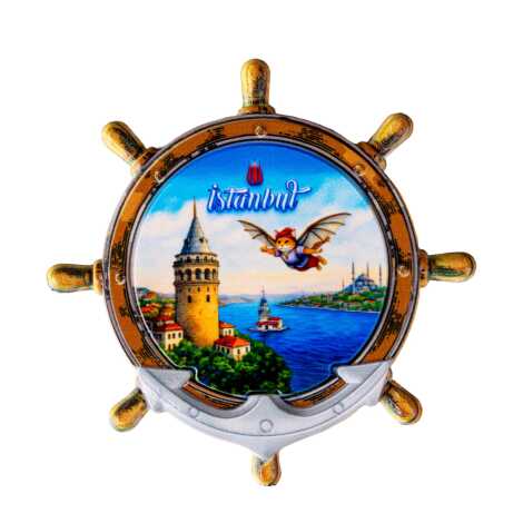 Toptan İstanbul Temalı Uv Baskılı Dümen Şekilli Magnet 82x82 mm - 8