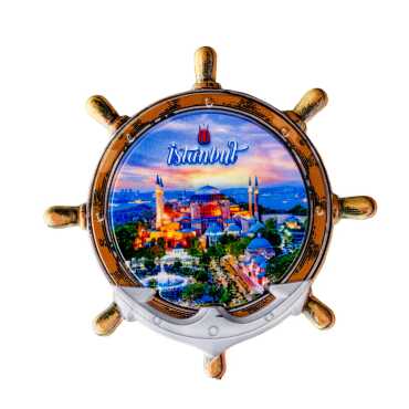 Toptan İstanbul Temalı Uv Baskılı Dümen Şekilli Magnet 82x82 mm - 9