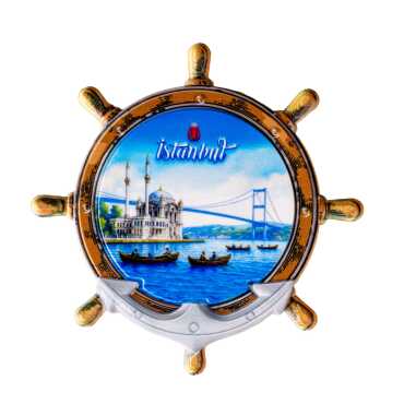 Toptan İstanbul Temalı Uv Baskılı Dümen Şekilli Magnet 82x82 mm - 12