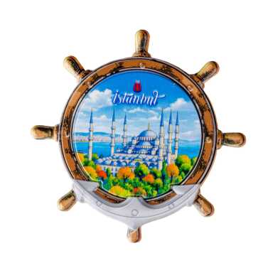 Toptan İstanbul Temalı Uv Baskılı Dümen Şekilli Magnet 82x82 mm - 14
