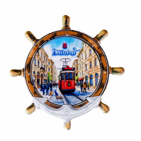 Toptan İstanbul Temalı Uv Baskılı Dümen Şekilli Magnet 82x82 mm - 17