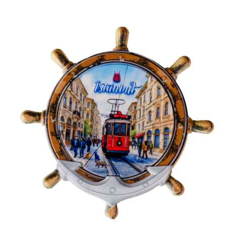 Toptan İstanbul Temalı Uv Baskılı Dümen Şekilli Magnet 82x82 mm - 19