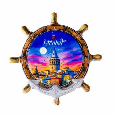 Istanbul Themed Customised UV Printed Plastic Base Marin Rudder Shaped Fridge Magnet 82x82 mm