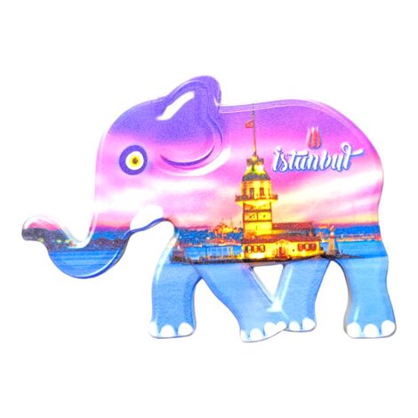 Toptan İstanbul Temalı Uv Baskılı Fil Şekilli Magnet 86x62 mm - 8