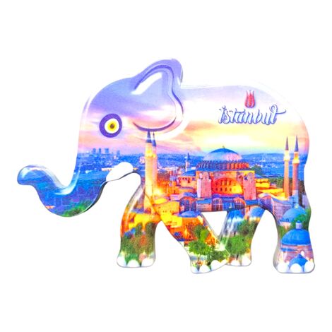 Toptan İstanbul Temalı Uv Baskılı Fil Şekilli Magnet 86x62 mm - 9