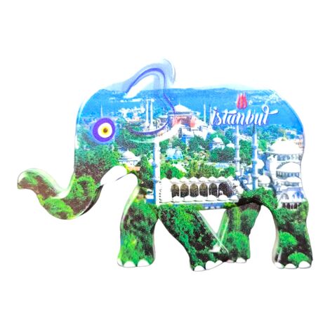 Toptan İstanbul Temalı Uv Baskılı Fil Şekilli Magnet 86x62 mm - 10