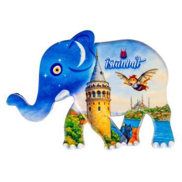 Toptan İstanbul Temalı Uv Baskılı Fil Şekilli Magnet 86x62 mm - 2