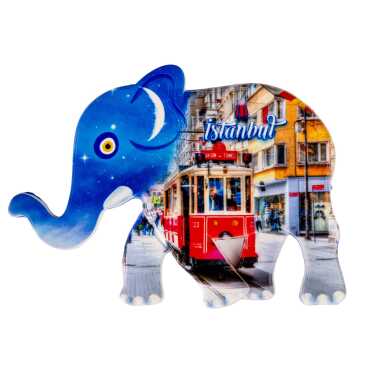 Toptan İstanbul Temalı Uv Baskılı Fil Şekilli Magnet 86x62 mm - 8