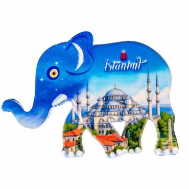 Toptan İstanbul Temalı Uv Baskılı Fil Şekilli Magnet 86x62 mm - 9
