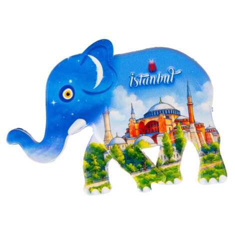 Toptan İstanbul Temalı Uv Baskılı Fil Şekilli Magnet 86x62 mm - 1