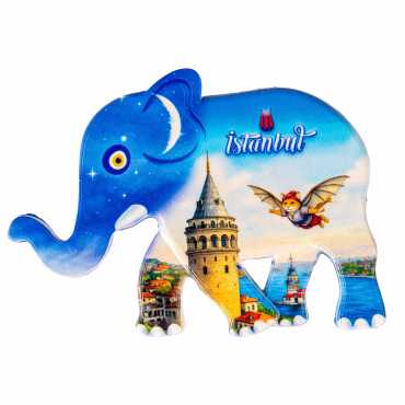 Toptan İstanbul Temalı Uv Baskılı Fil Şekilli Magnet 86x62 mm - 13