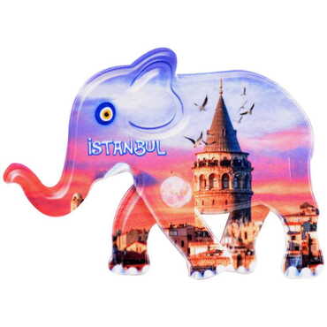 Toptan İstanbul Temalı Uv Baskılı Fil Şekilli Magnet 86x62 mm - 18