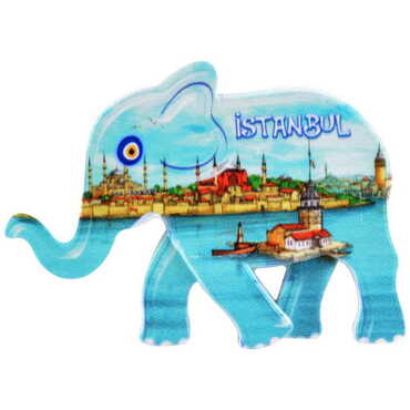 Toptan İstanbul Temalı Uv Baskılı Fil Şekilli Magnet 86x62 mm - 23