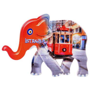 Toptan İstanbul Temalı Uv Baskılı Fil Şekilli Magnet 86x62 mm - 20
