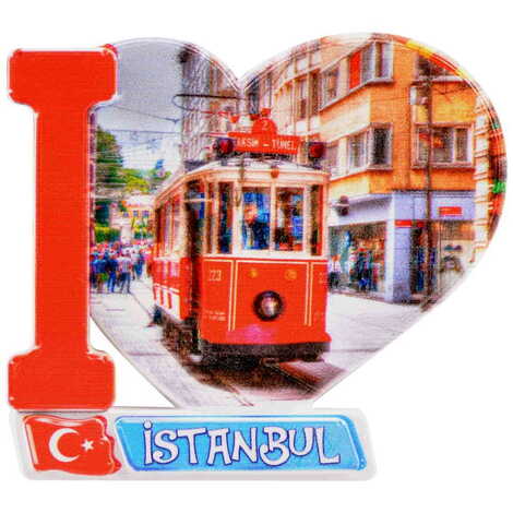 Toptan İstanbul Temalı Uv Baskılı Kalp Şekilli Magnet 86x62 mm - 9